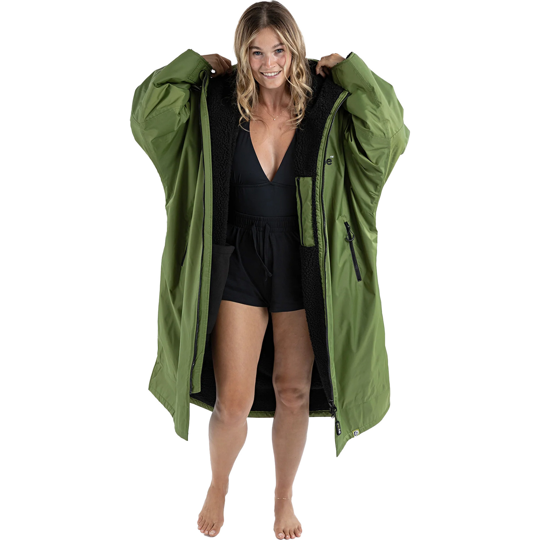 2025 Dryrobe Advance Manches Longues Changeantes Robe V3 DALSV3 - Vert Foncé / Black